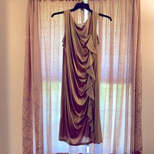 Gold assymetrical ruffle dress